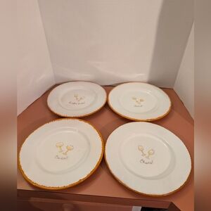 Lot of 4 (FOUR) Hallmark Wine & Cheese Stoneware Appetizer/Salad Plates - 8.5"